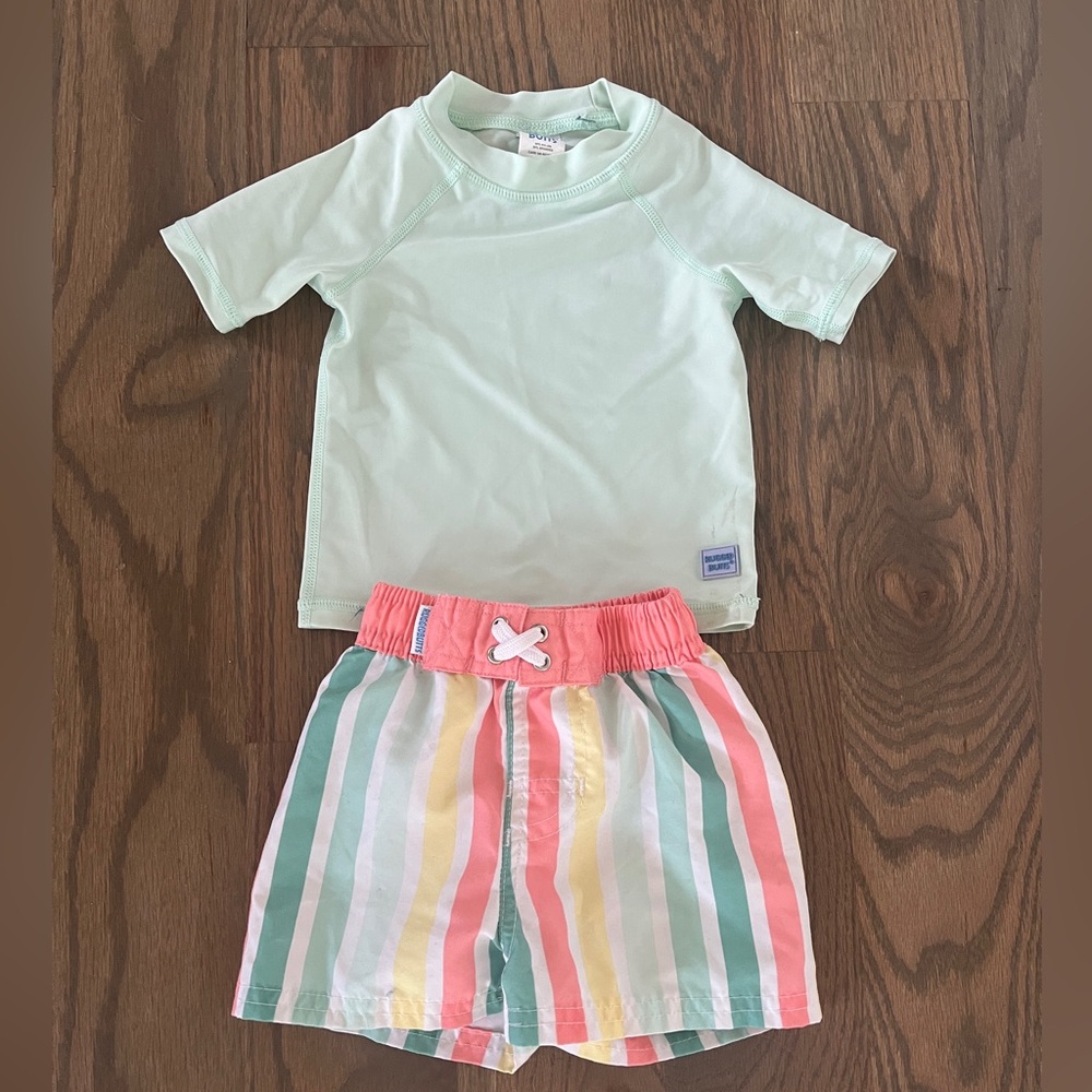 Ruffle Butts Rashguard and Swim Trunks - Size 6-12 Months